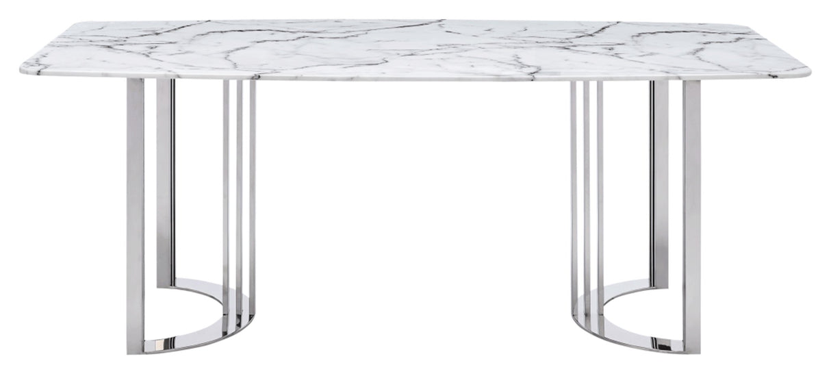 131 Silver Marble 8 Piece Dining Room Set W - 1Ext In Silver - 131Diningtabless - 8Set | ESF | Home Elegance USA