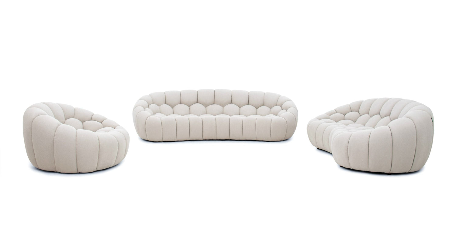 Divani Casa Yolonda - Modern Curved Beige Fabric Sofa Set - Home Elegance USA