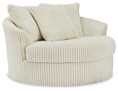 Ashley Ivory Lindyn Oversized Swivel Accent Chair - Velvet | Home Elegance USA