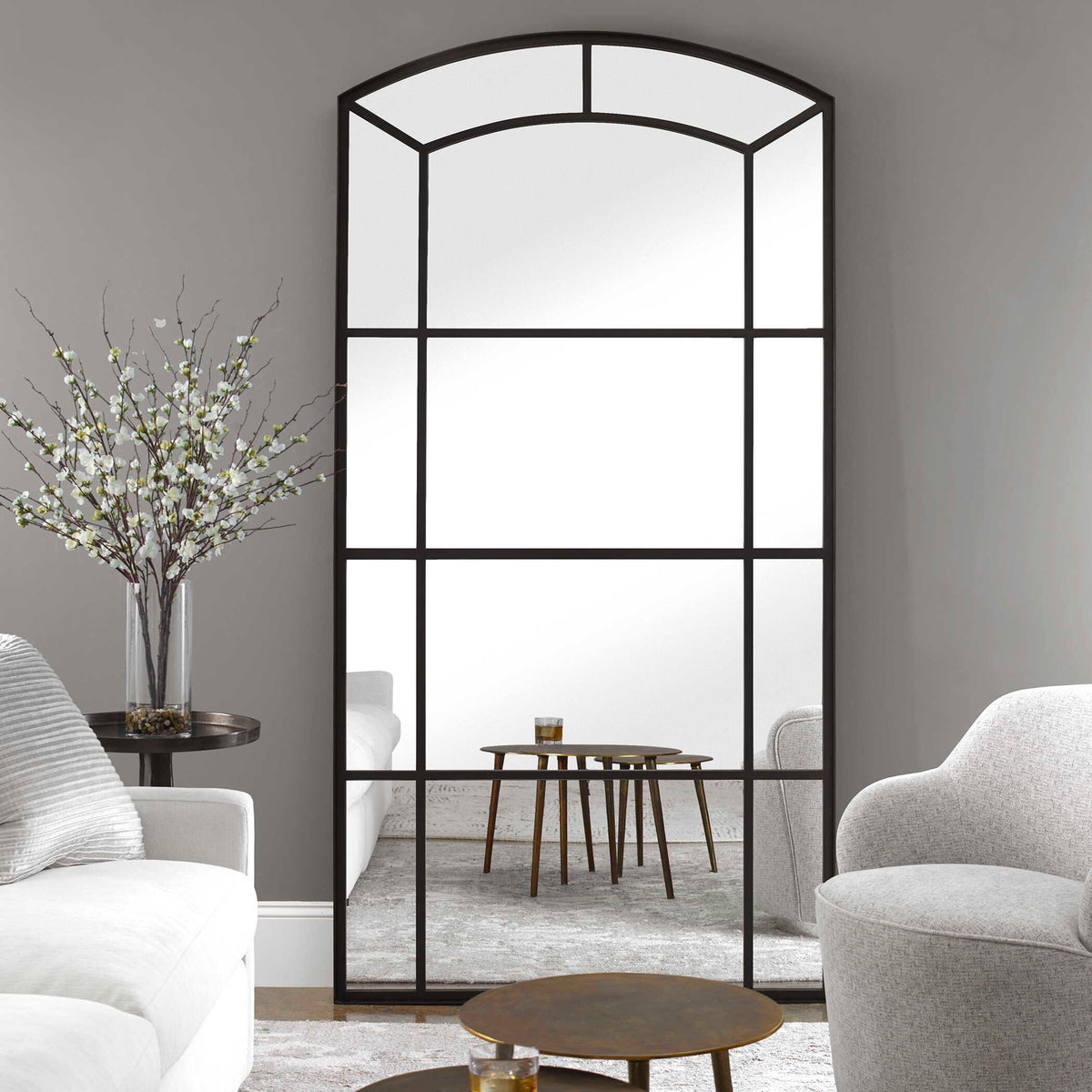 Camber Oversized Arch Mirror - Black by Uttermost - View 3