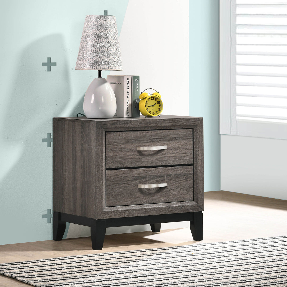 Watson 2-drawer Nightstand Grey Oak - Home Elegance USA