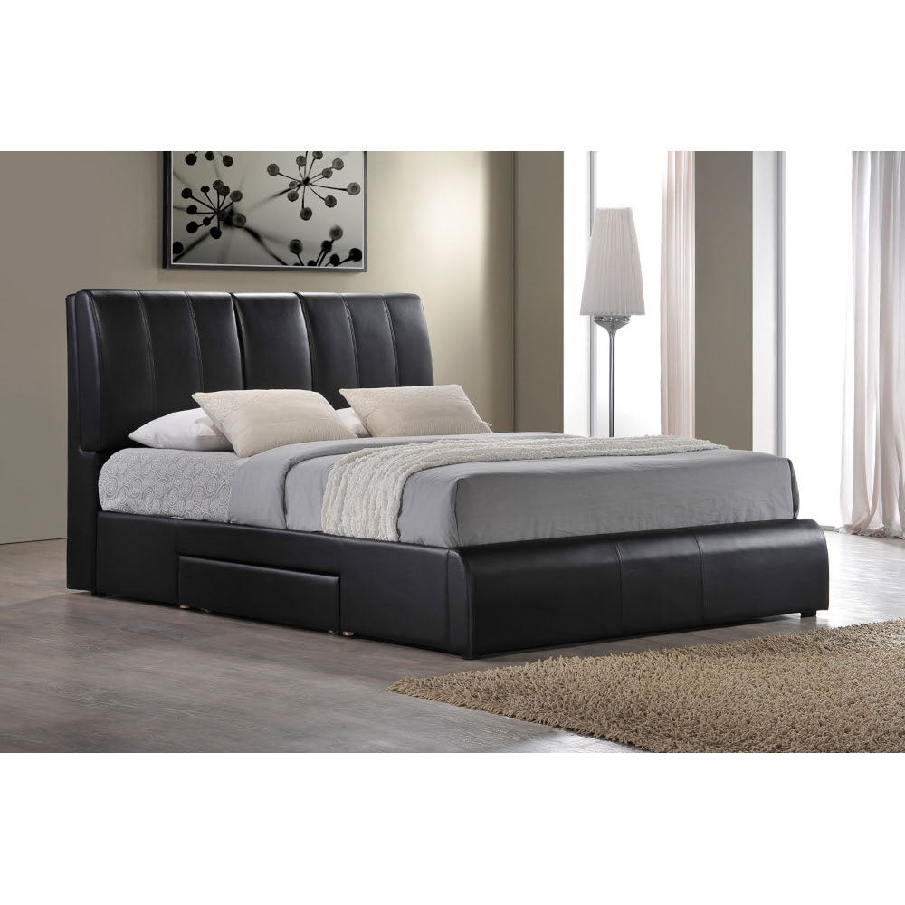 Acme - Kofi EK Bed W/Storage 21266EK Black Synthetic Leather