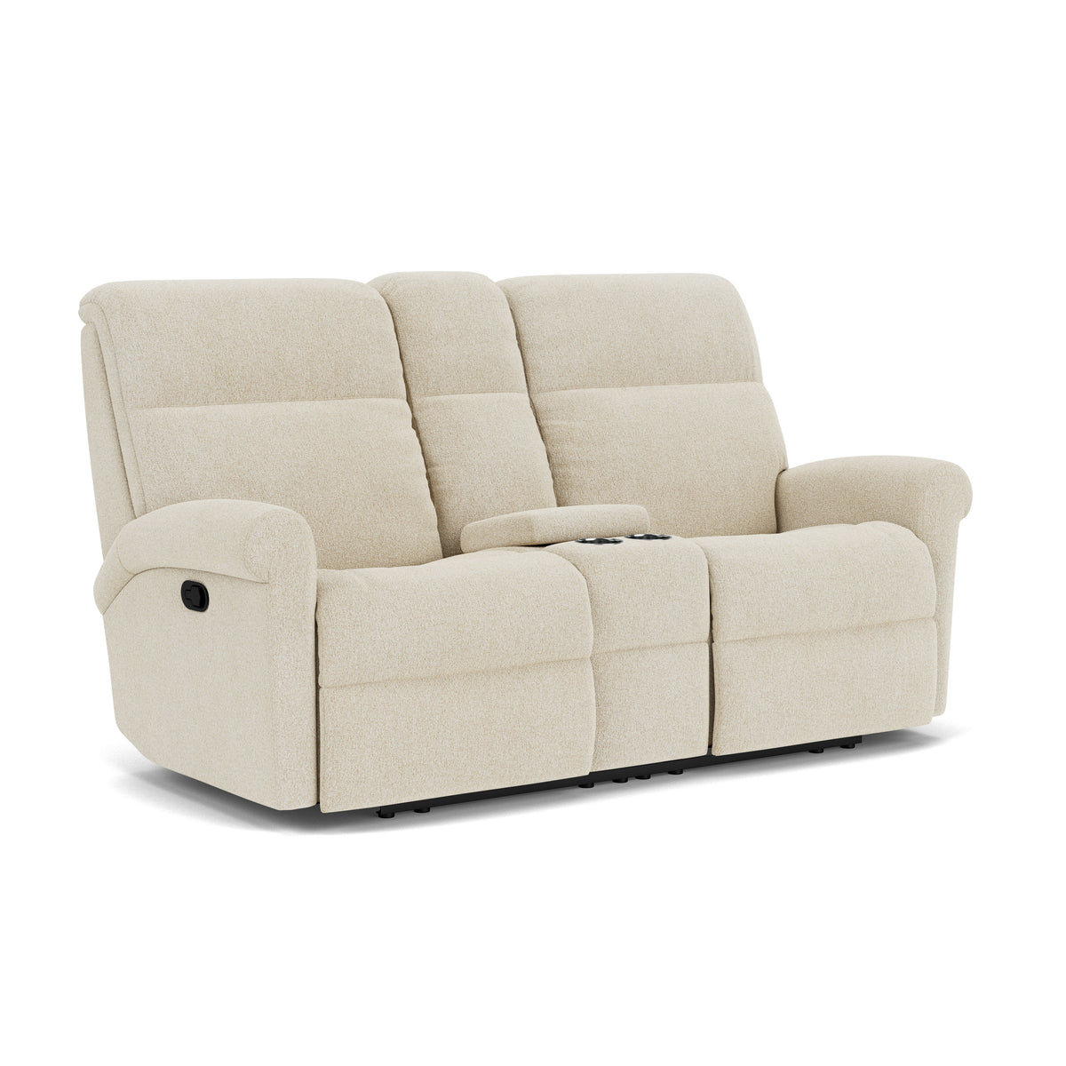 Davis Transitional Fabric Reclining Loveseat With Console | Flexsteel