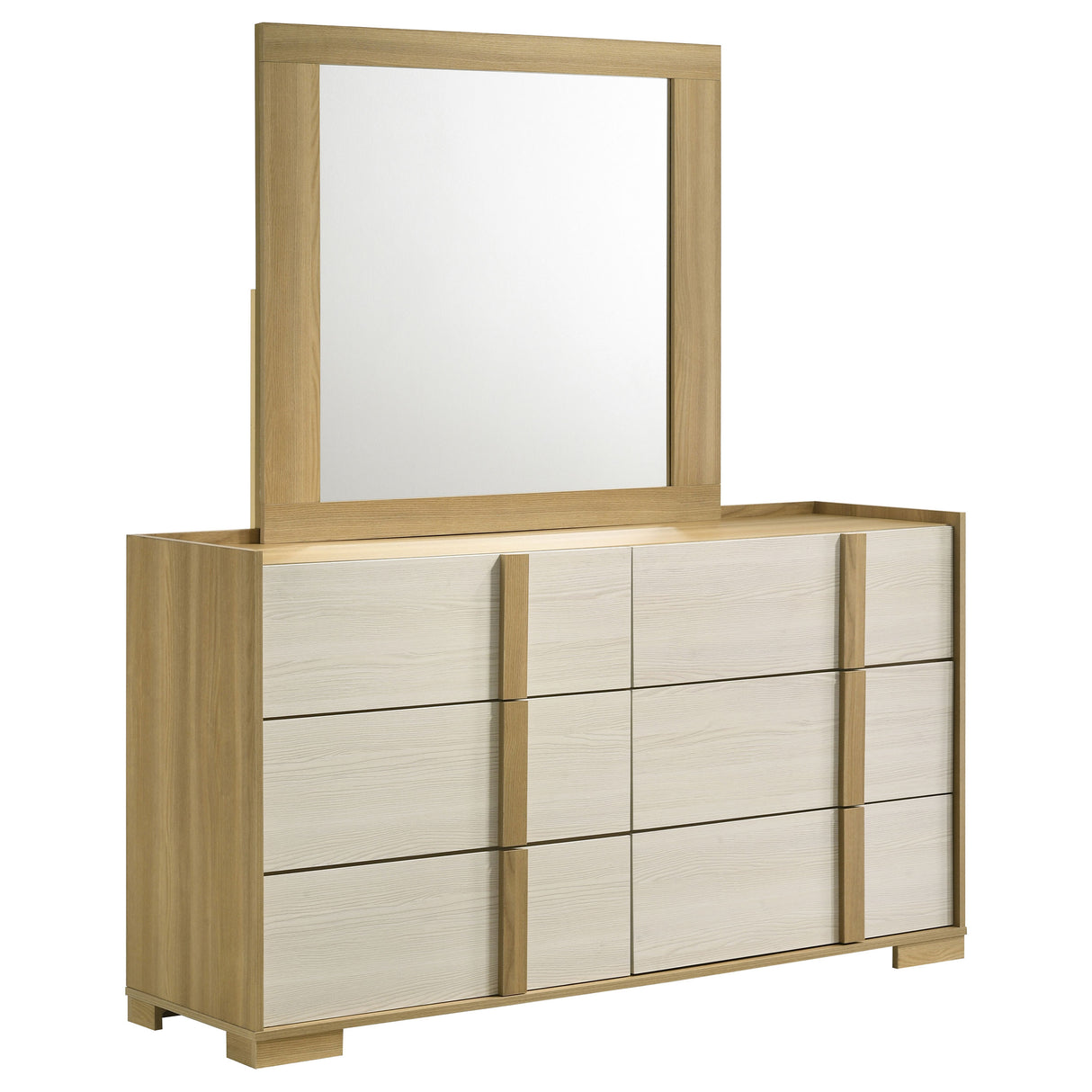 Hyland 6-drawer Dresser with Mirror Natural - Home Elegance USA