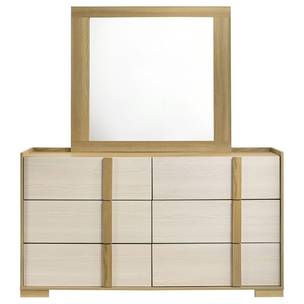 Hyland 6-drawer Dresser with Mirror Natural - Home Elegance USA
