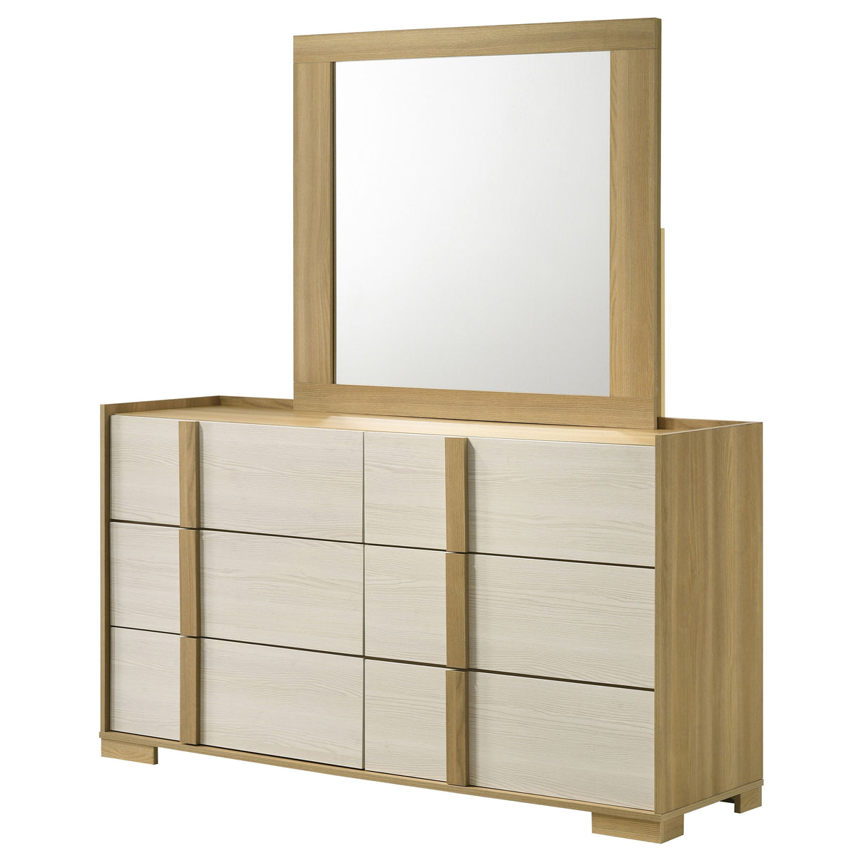 Hyland 6-drawer Dresser with Mirror Natural - Home Elegance USA
