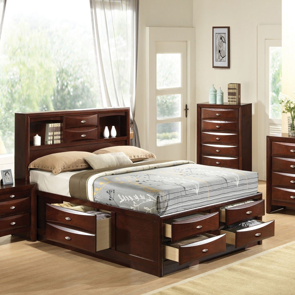 Acme - Ireland EK Bed W/Storage 21596EK Espresso Finish