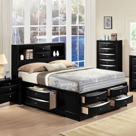 Acme - Ireland Queen Bed W/Storage 21610Q Black Finish