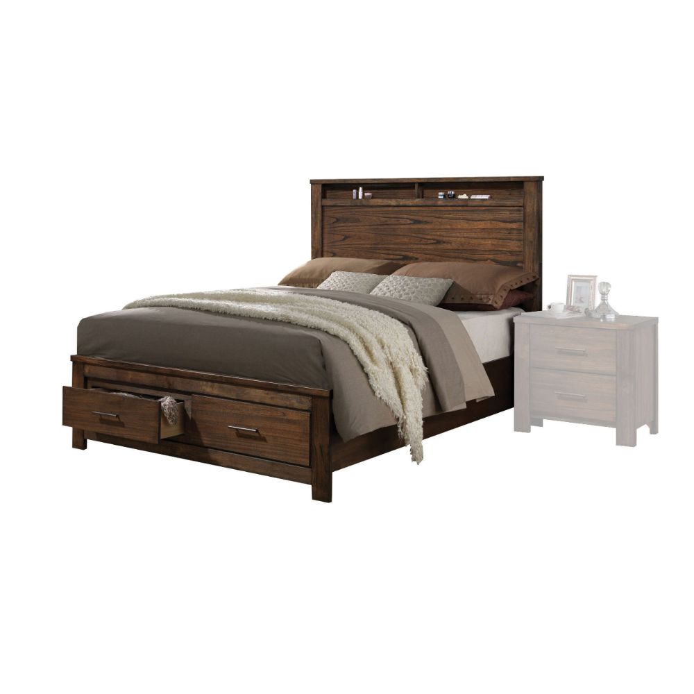 Acme - Merrilee Queen Bed W/Storage 21680Q Oak Finish