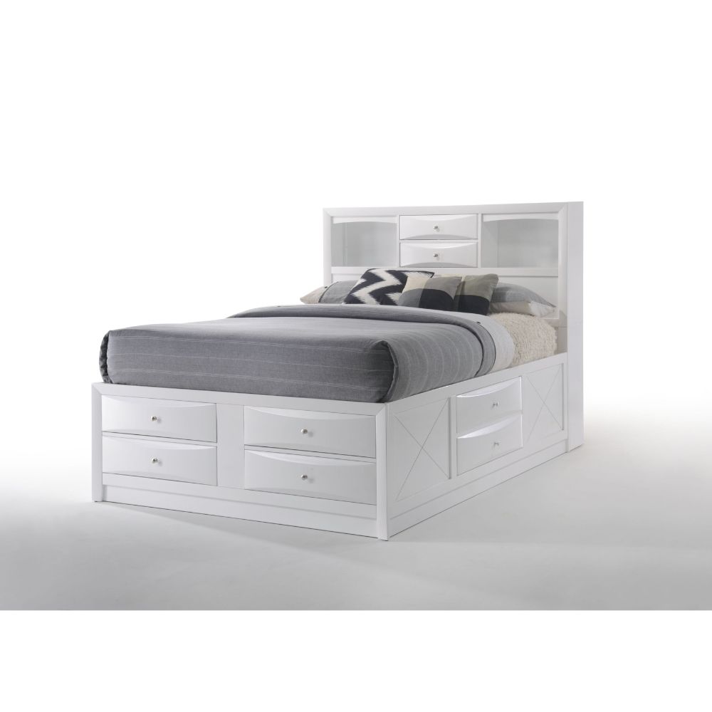 Acme - Ireland Queen Bed W/Storage 21700Q White Finish