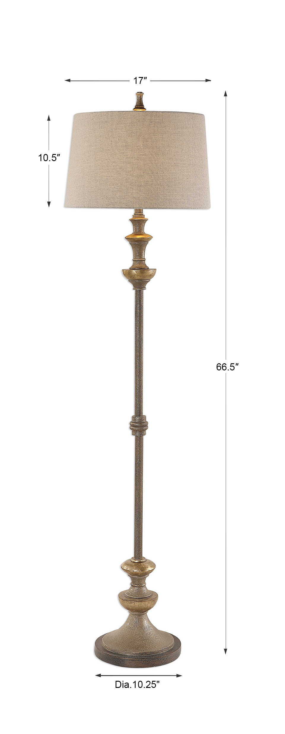 Vetralla Floor Lamp Silver Bronze - Bronze / Beige by Uttermost - View 5