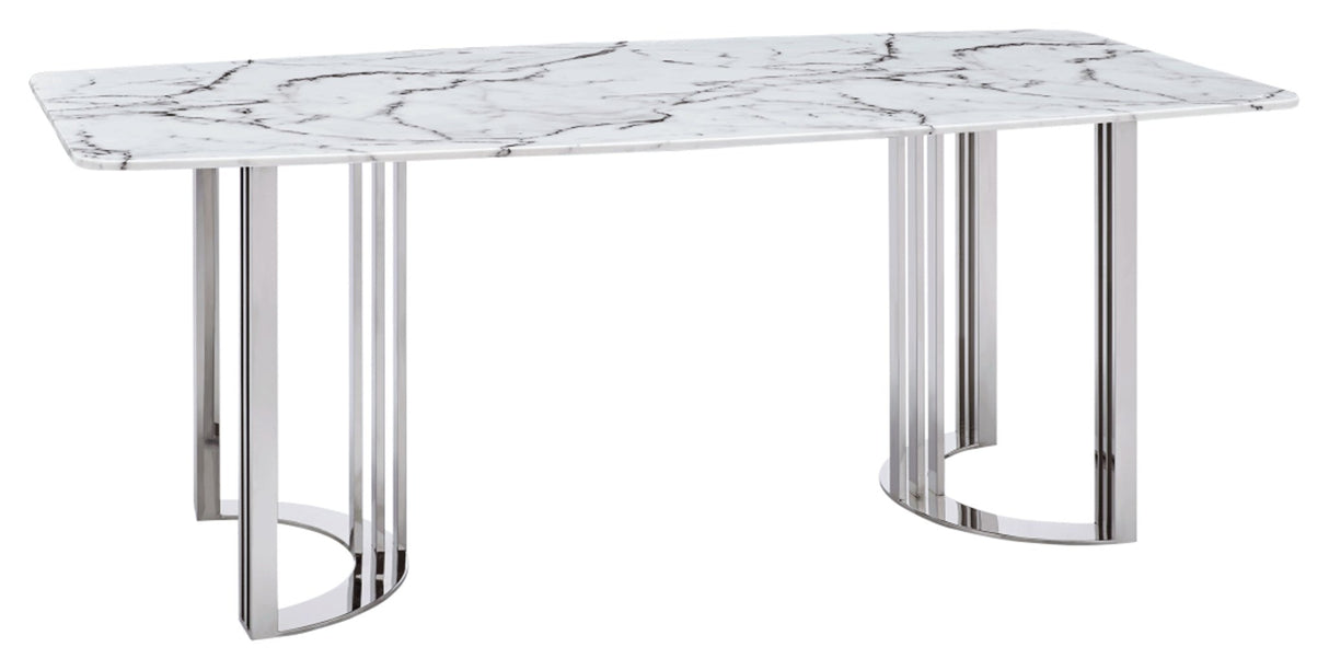 131 Silver Marble 8 Piece Dining Room Set W - 1Ext In Silver - 131Diningtabless - 8Set | ESF | Home Elegance USA