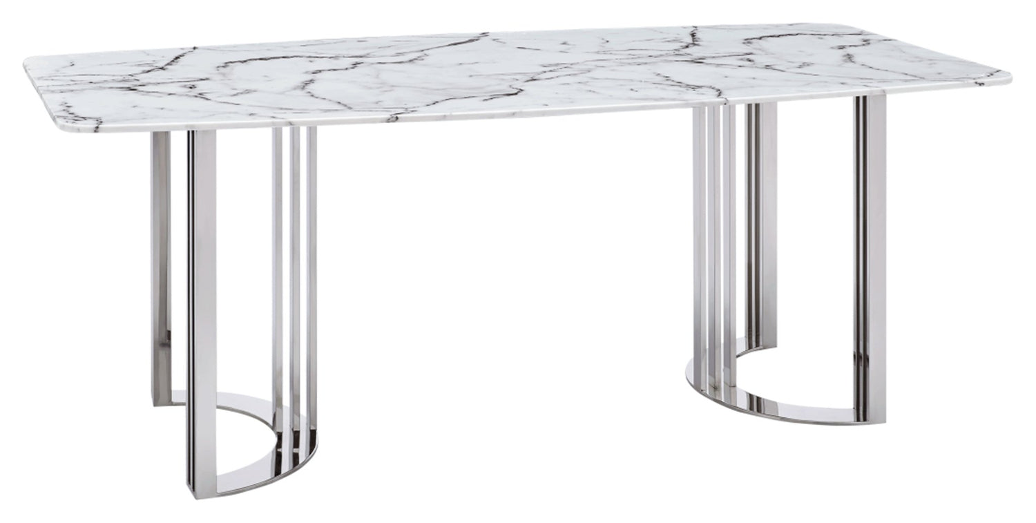 131 Silver Marble 8 Piece Dining Room Set W - 1Ext In Silver - 131Diningtabless - 8Set | ESF | Home Elegance USA