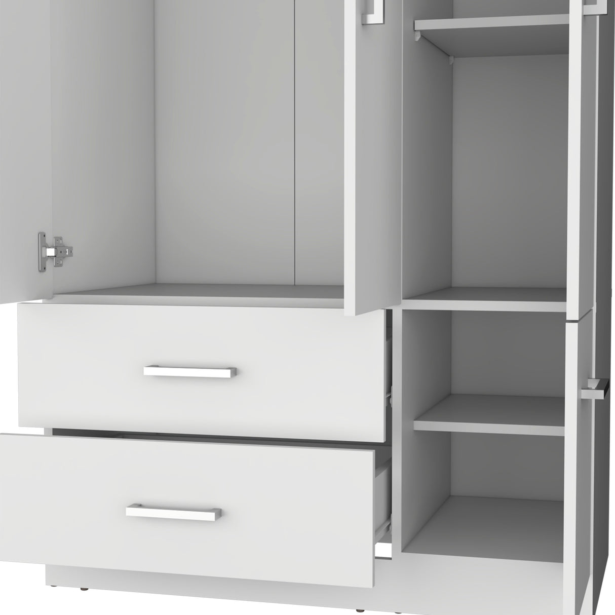 Armoire Wardrove 71', 4 Doors, Hanging Rod, 3 Cabinets, 6 Shelves, White - sold by Home Elegance USA