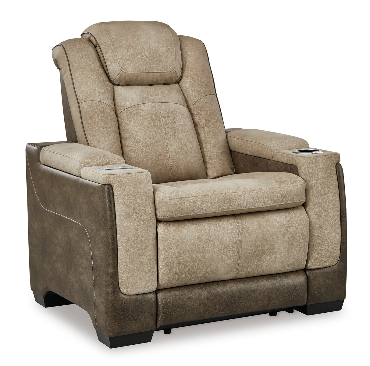 Ashley Sand Next-Gen DuraPella PWR Recliner/ADJ Headrest - Faux Leather - Home Elegance USA