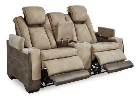 Ashley Sand Next-Gen DuraPella PWR REC Loveseat/CON/ADJ HDRST - Faux Leather - Home Elegance USA