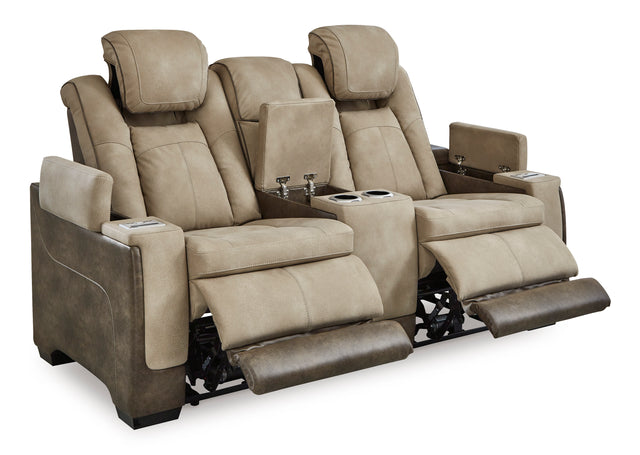 Ashley Sand Next-Gen DuraPella PWR REC Loveseat/CON/ADJ HDRST - Faux Leather - Home Elegance USA