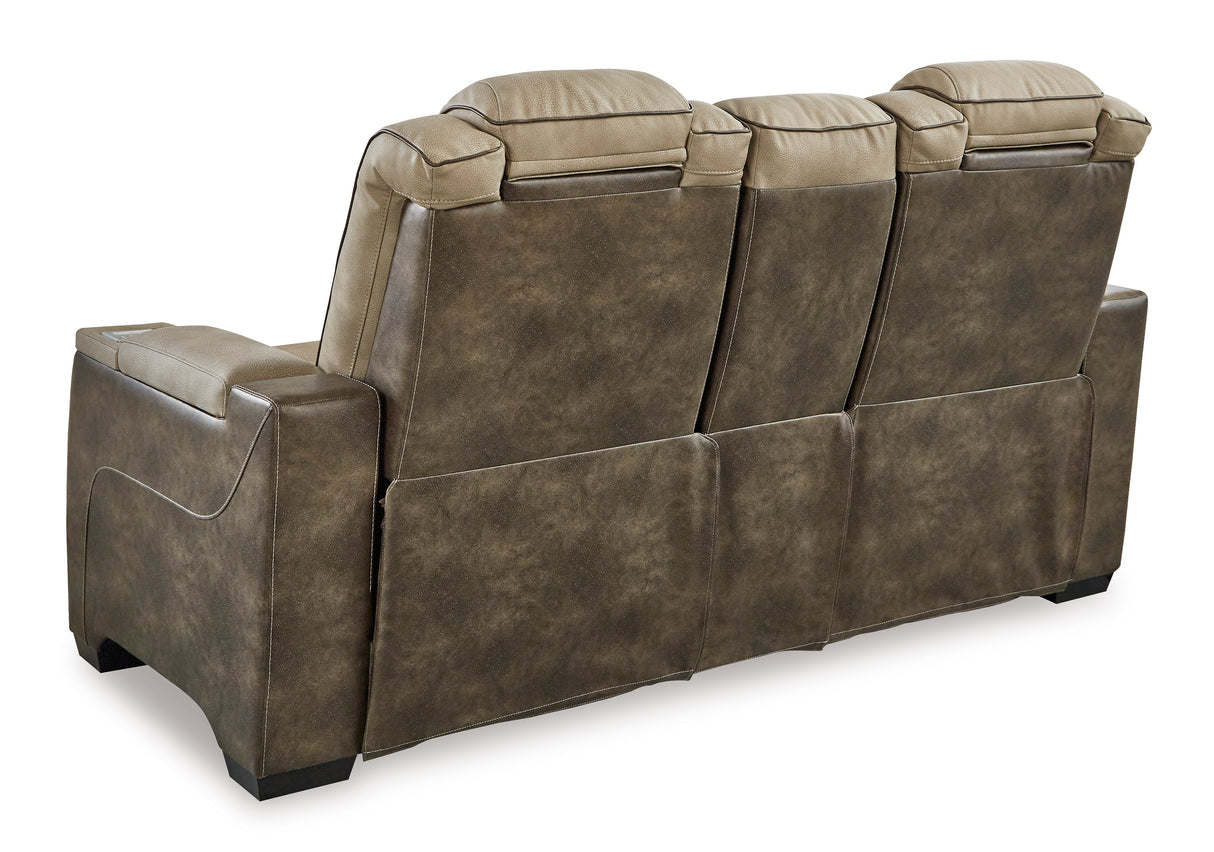 Ashley Sand Next-Gen DuraPella PWR REC Loveseat/CON/ADJ HDRST - Faux Leather - Home Elegance USA