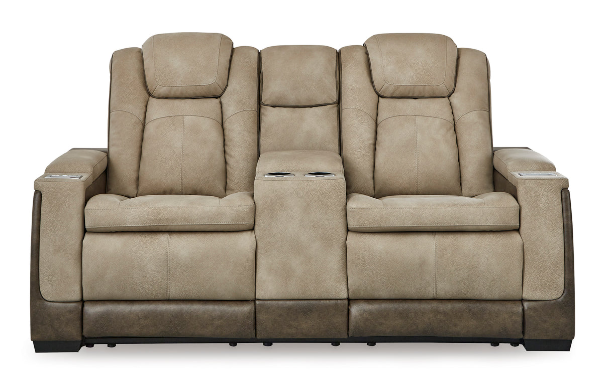 Ashley Sand Next-Gen DuraPella PWR REC Loveseat/CON/ADJ HDRST - Faux Leather - Home Elegance USA