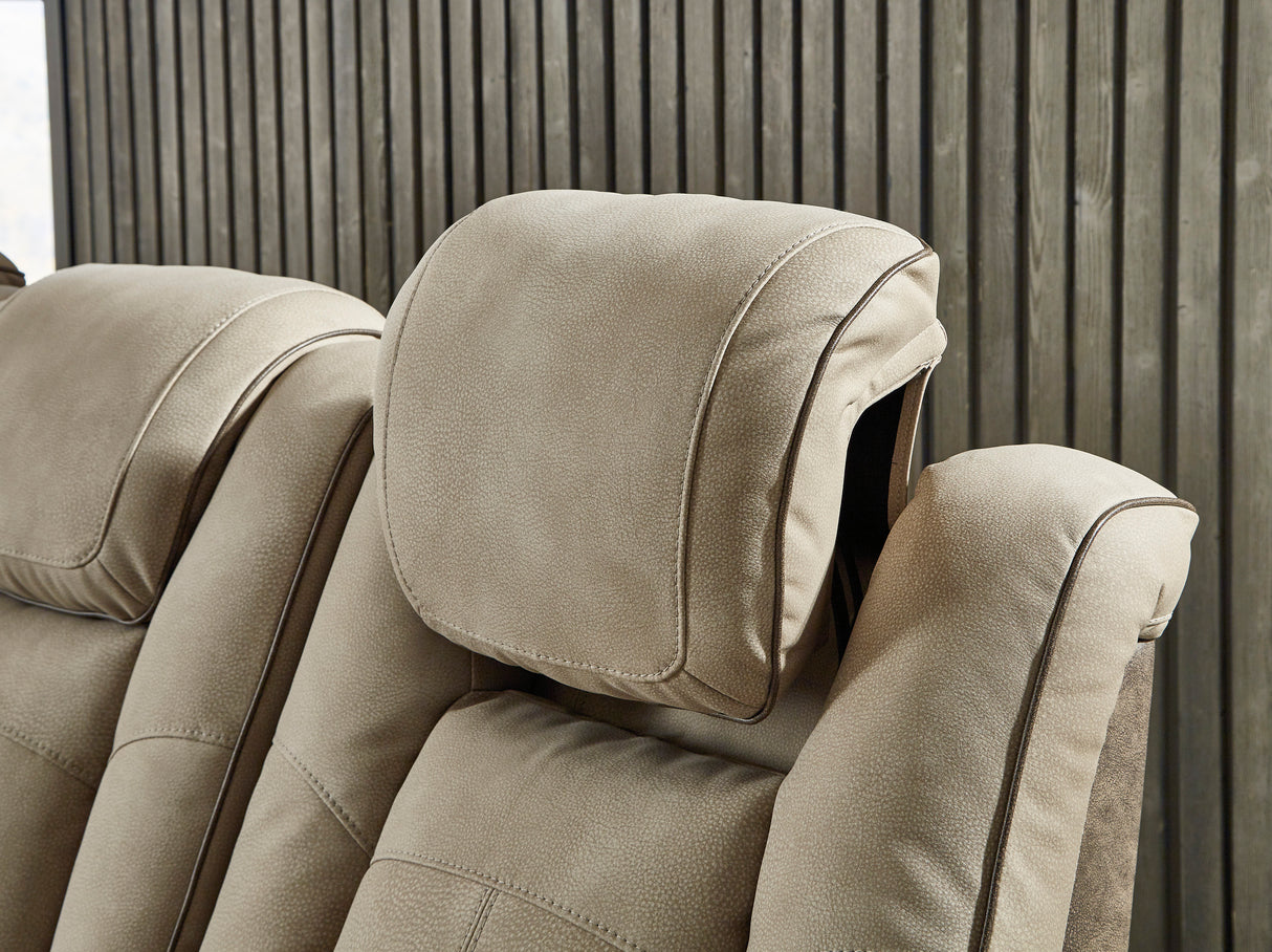 Ashley Sand Next-Gen DuraPella PWR REC Loveseat/CON/ADJ HDRST - Faux Leather - Home Elegance USA