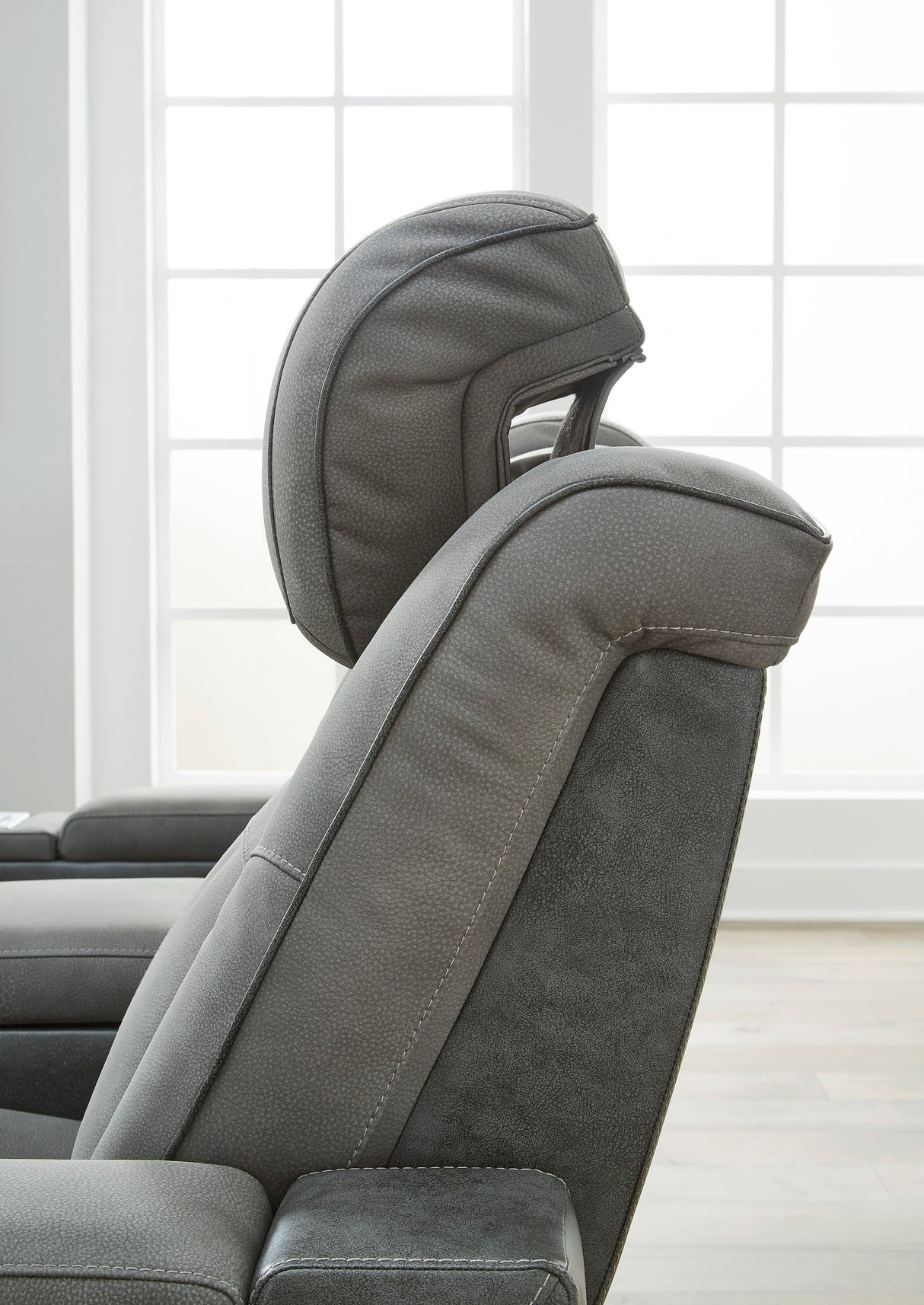 Next-Gen DuraPella Power Recliner with Adjustable Headrest in Slate Faux Leather - Ashley