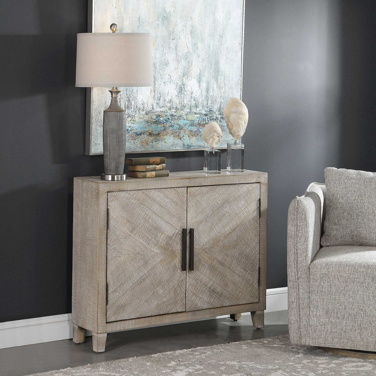 Adalind Washed Accent Cabinet White Washed - Gray by Uttermost - View 5