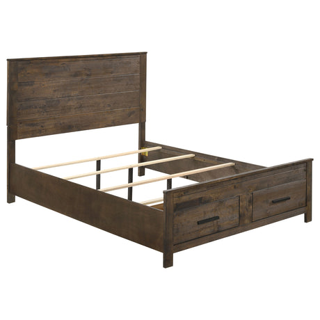 Queen Storage Bed - Woodmont Wood Queen Storage Panel Bed Rustic Golden Brown