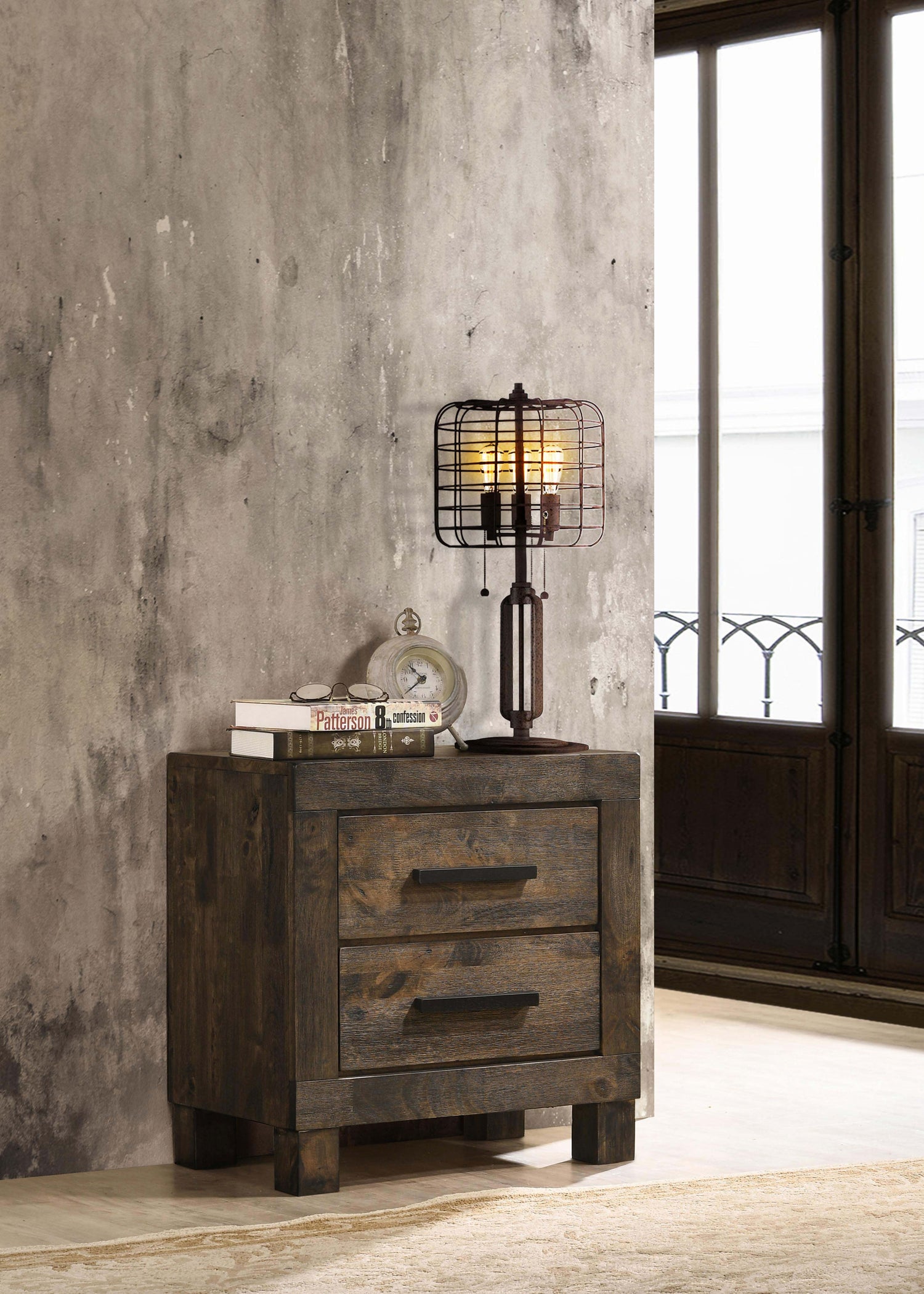 Woodmont 2-drawer Nightstand Rustic Golden Brown - Home Elegance USA