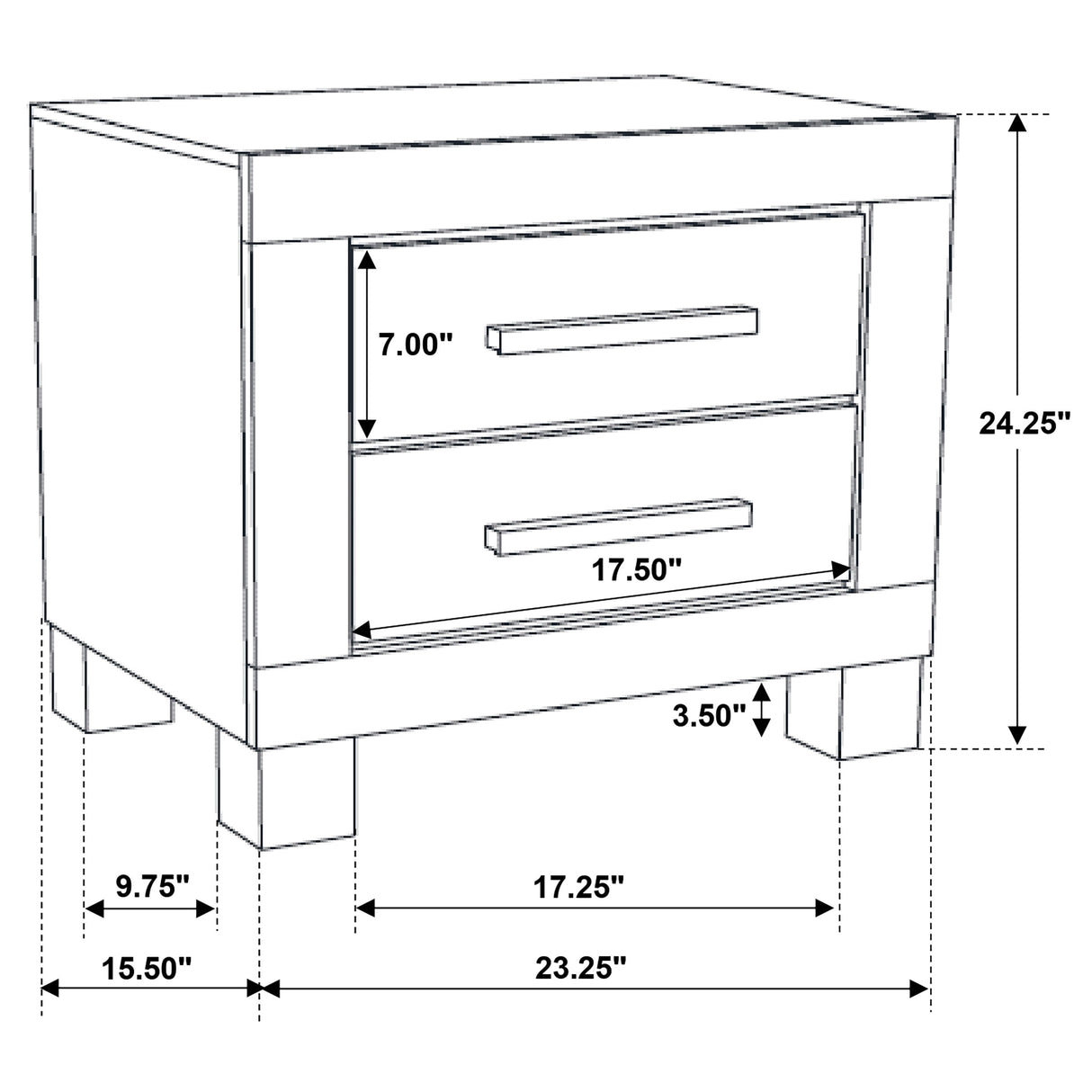 Woodmont 2-drawer Nightstand Rustic Golden Brown - Home Elegance USA