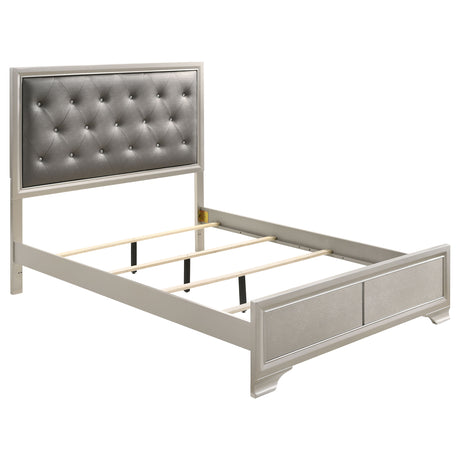 Eastern King Bed - Salford Wood Eastern King Panel Bed Metallic Sterling