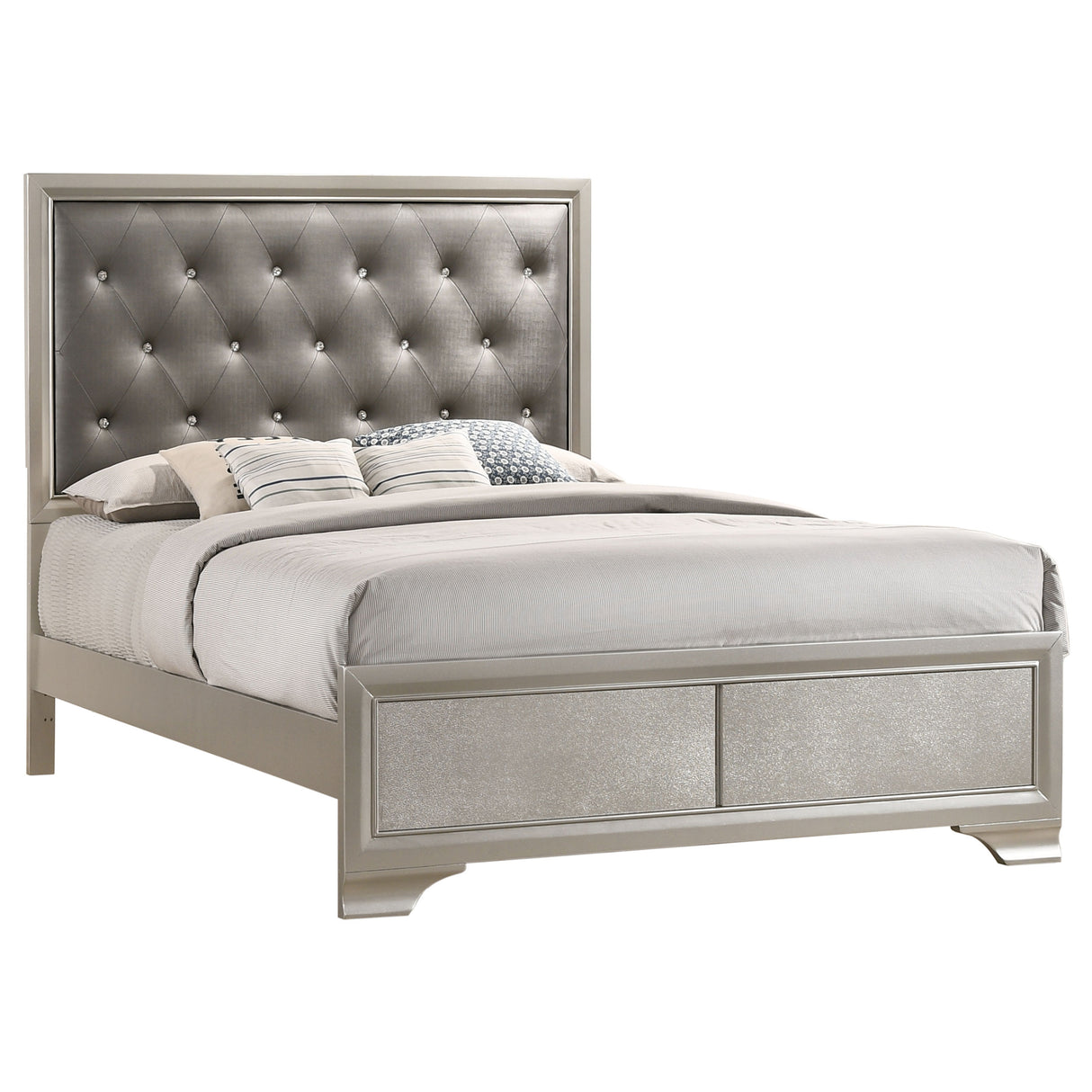 Eastern King Bed - Salford Wood Eastern King Panel Bed Metallic Sterling