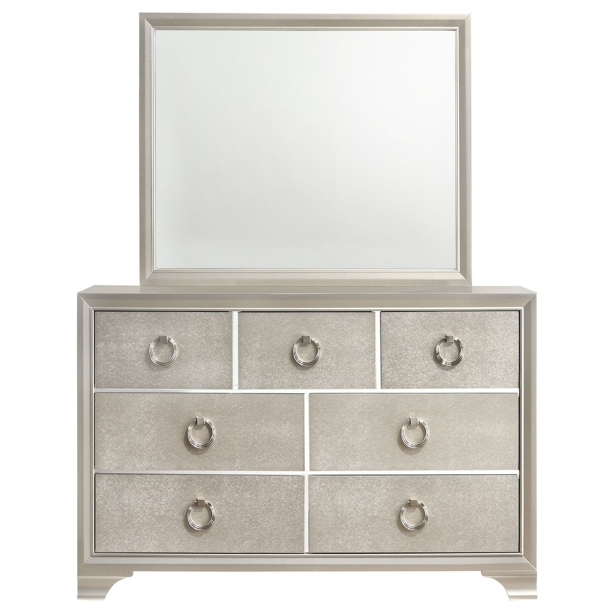 Dresser With Mirror - Salford 7-drawer Dresser with Mirror Metallic Sterling