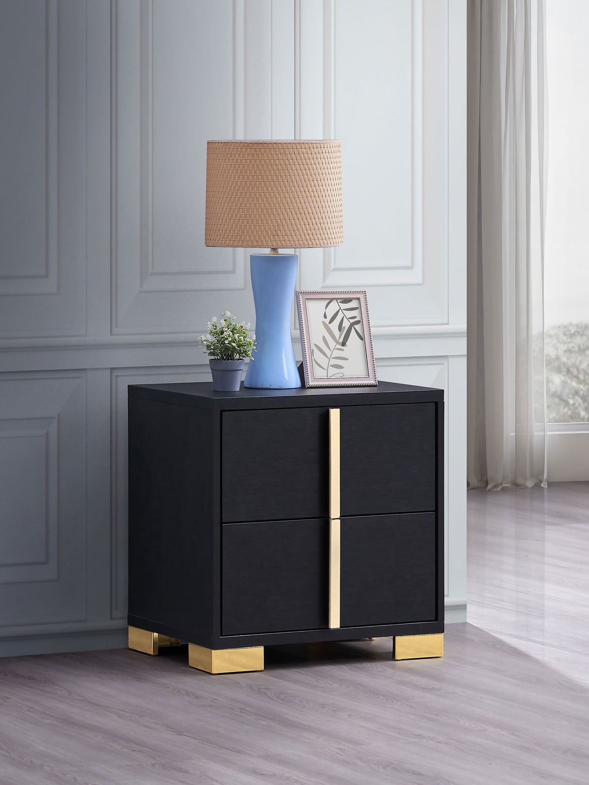 Marceline 2-drawer Nightstand Black - Home Elegance USA