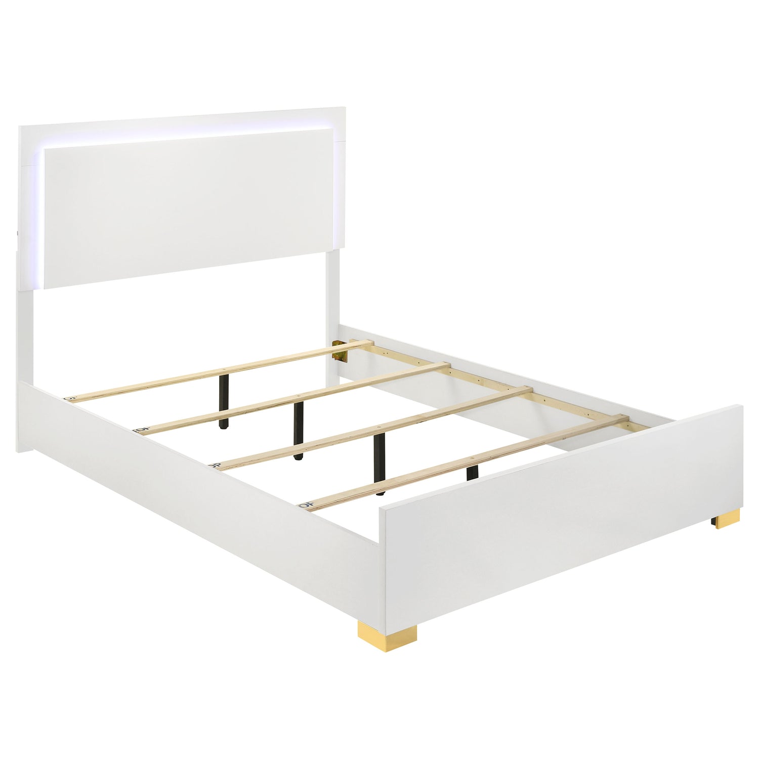 Marceline Wood Queen LED Panel Bed White -  Coaster Furniture