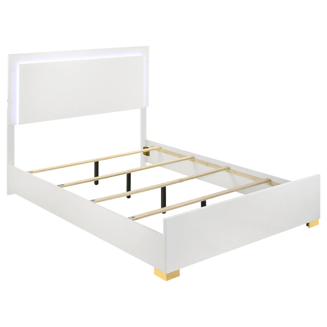 Marceline Wood Queen LED Panel Bed White -  Coaster Furniture