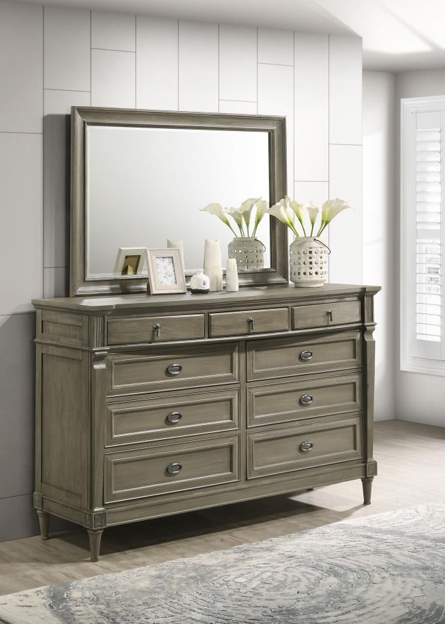 Alderwood 9 - drawer Dresser with Mirror French Grey | Coaster | Home Elegance USA
