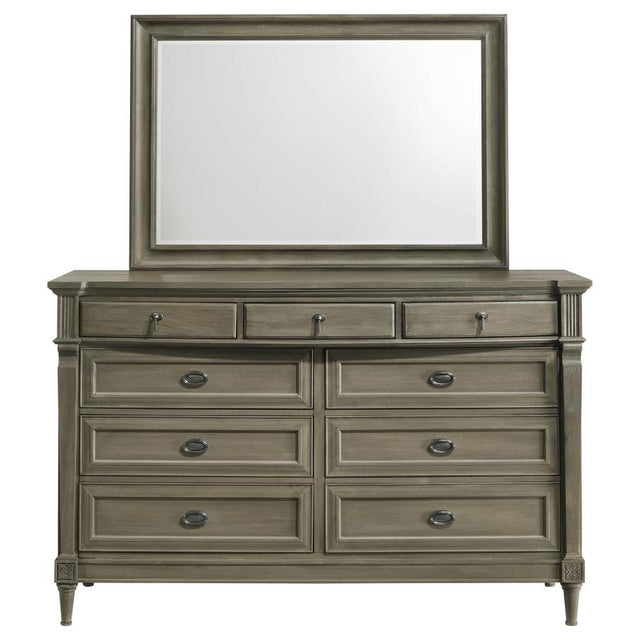 Alderwood 9 - drawer Dresser with Mirror French Grey | Coaster | Home Elegance USA