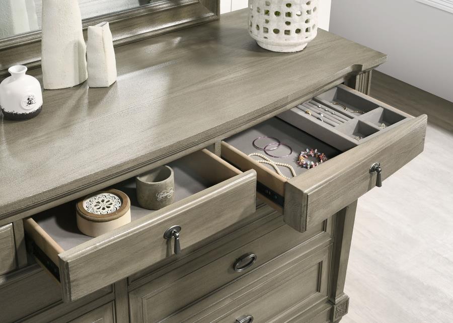 Alderwood 9 - drawer Dresser with Mirror French Grey | Coaster | Home Elegance USA
