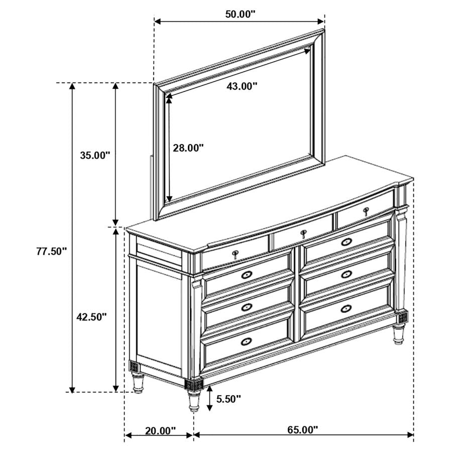 Alderwood 9 - drawer Dresser with Mirror French Grey | Coaster | Home Elegance USA