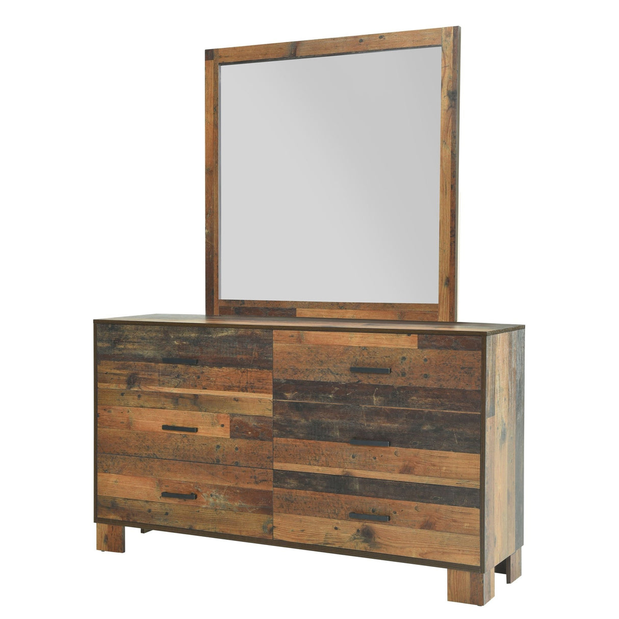 Dresser With Mirror - Sidney 6-drawer Dresser with Mirror Rustic Pine