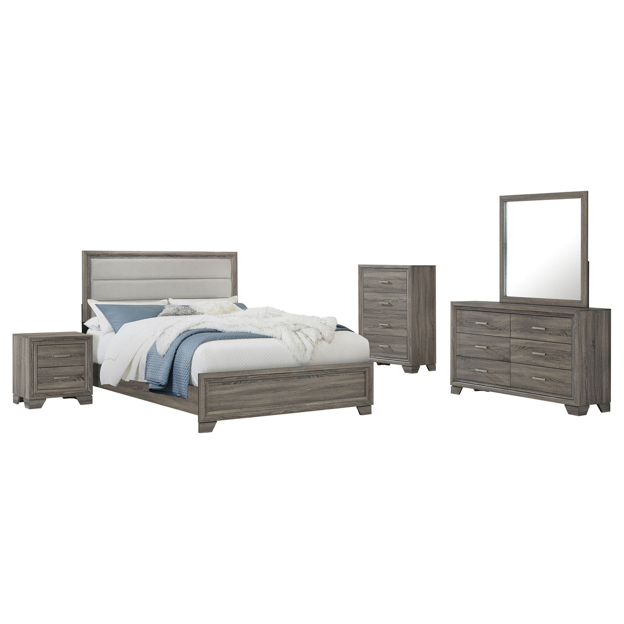 Wright 5-piece Queen Bedroom Set in Brown Oak | Coaster Furniture