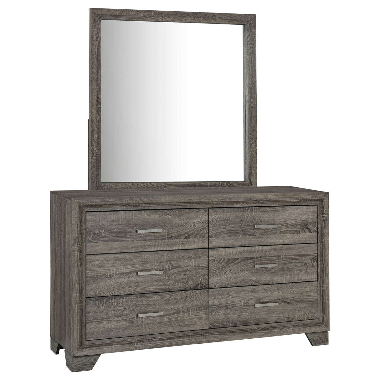 Wright 6-drawer Dresser and Mirror Brown Oak - Home Elegance USA