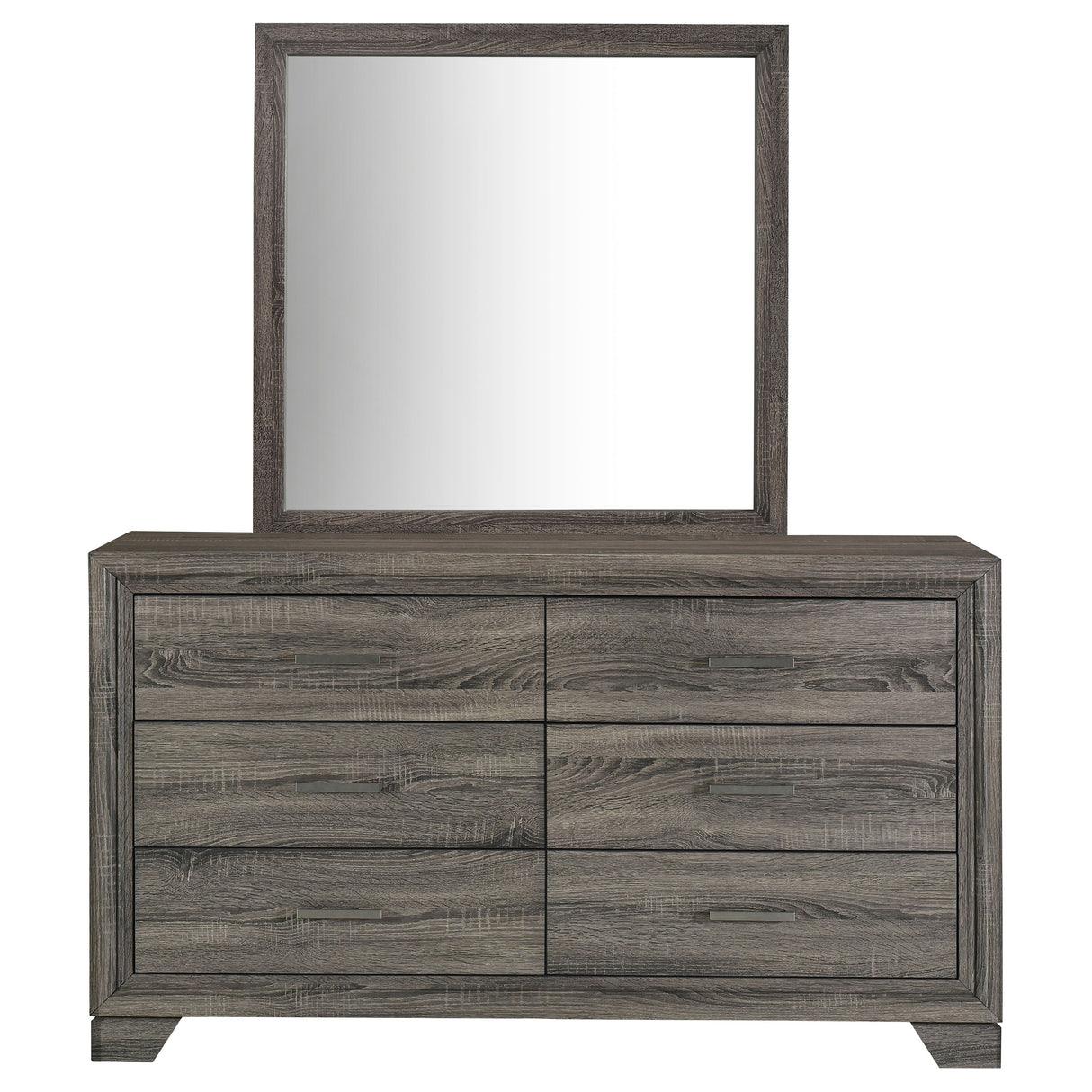 Wright 6-drawer Dresser and Mirror Brown Oak - Home Elegance USA