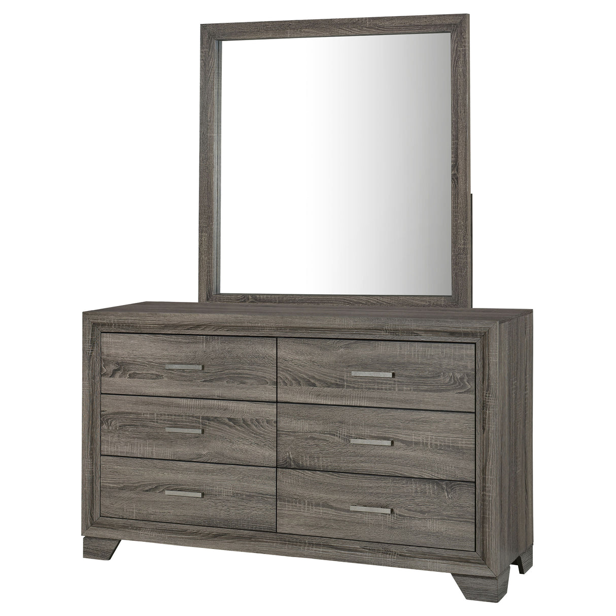 Wright 6-drawer Dresser and Mirror Brown Oak - Home Elegance USA