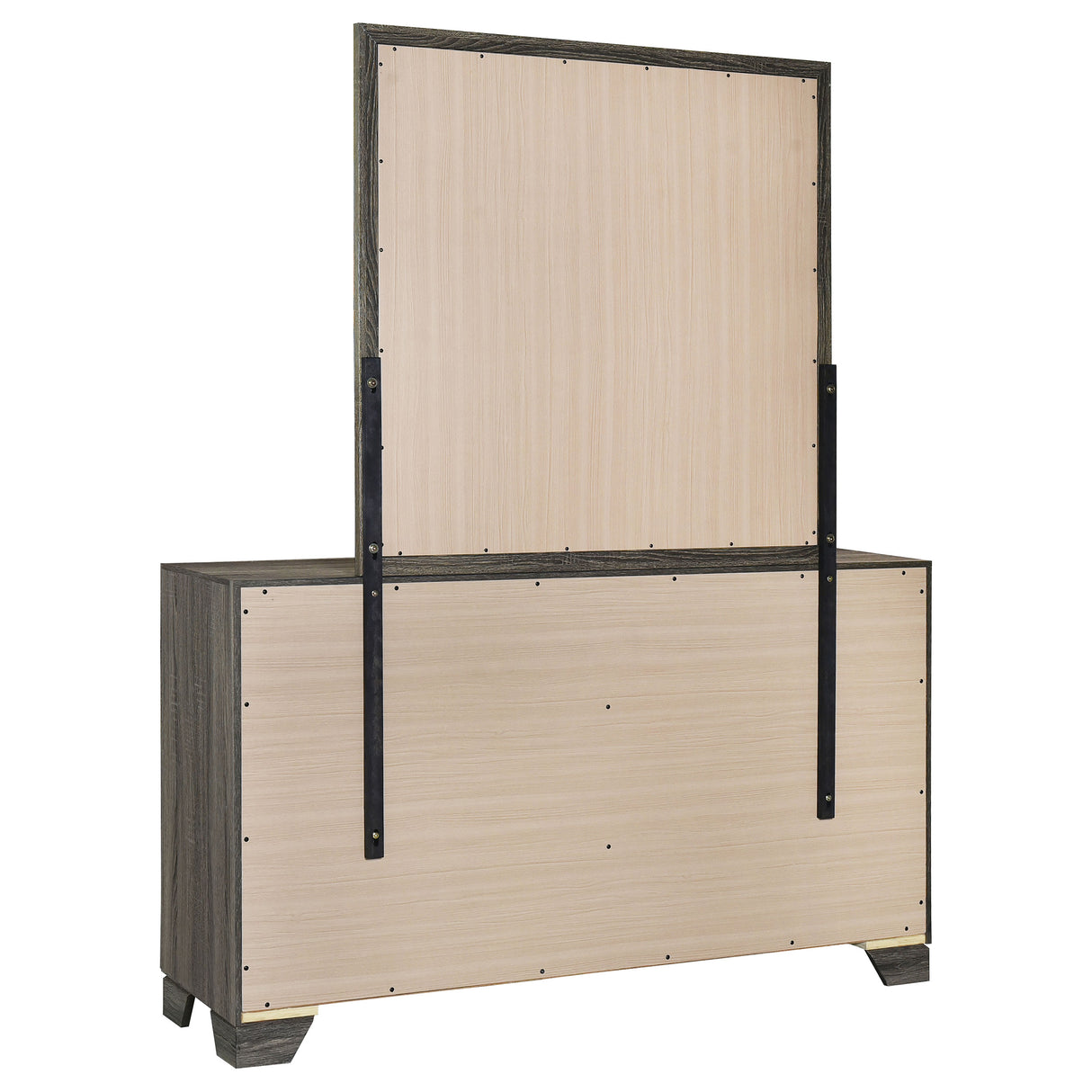 Wright 6-drawer Dresser and Mirror Brown Oak - Home Elegance USA