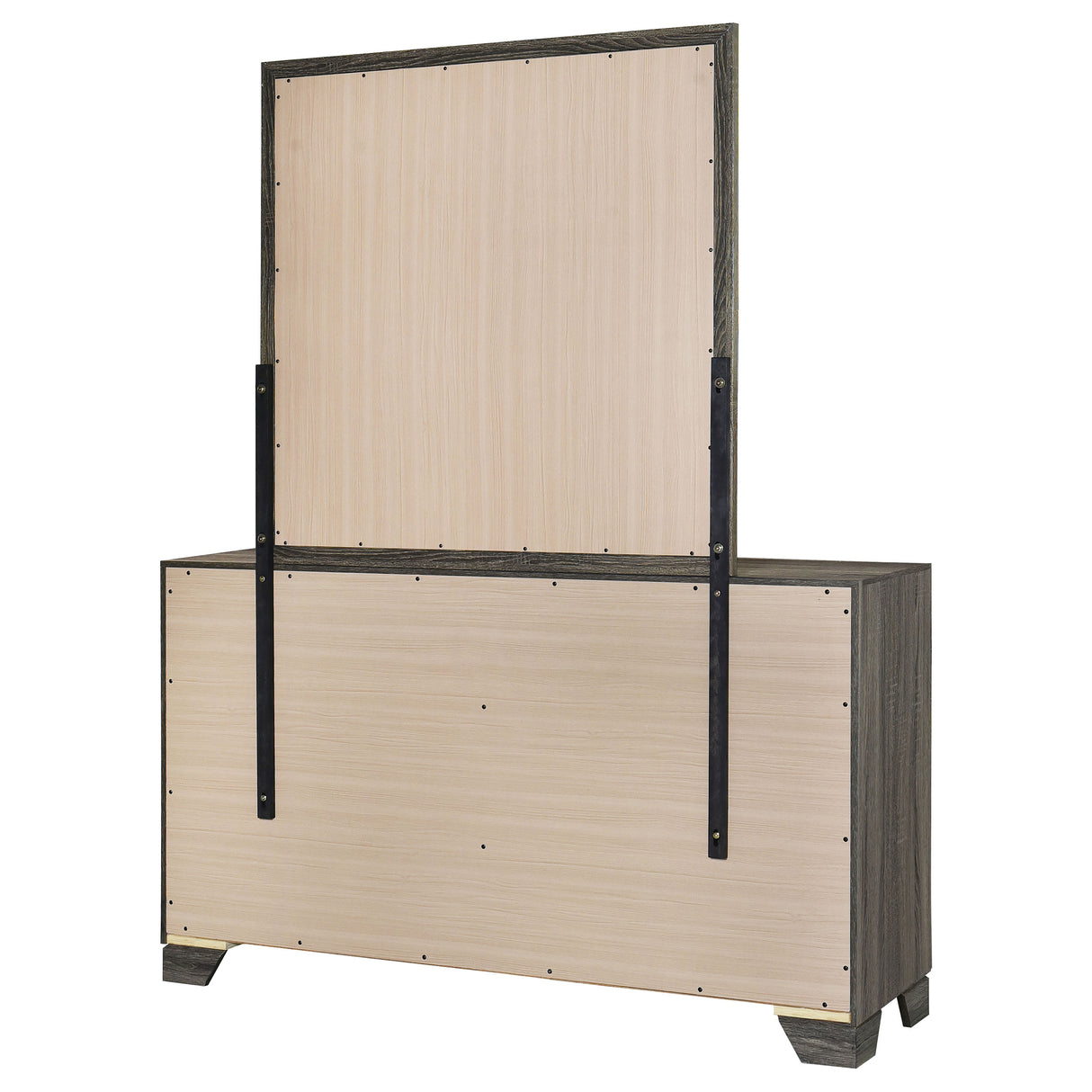 Wright 6-drawer Dresser and Mirror Brown Oak - Home Elegance USA