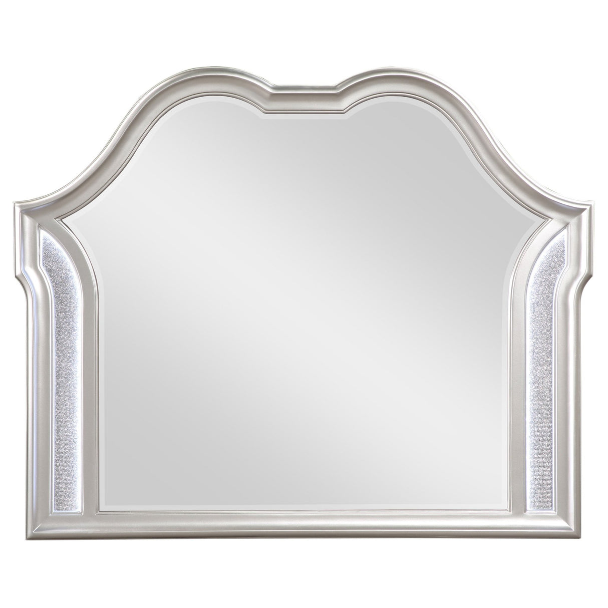 Dresser Mirror - Evangeline Camel Top Dresser Mirror Silver Oak