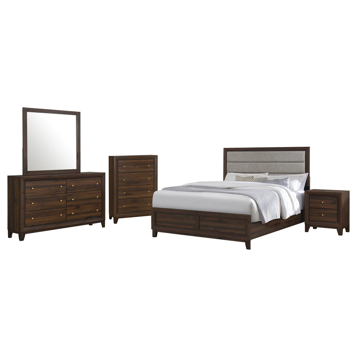 Welsley 5-piece California King Bedroom Set Walnut - sold by Home Elegance USA