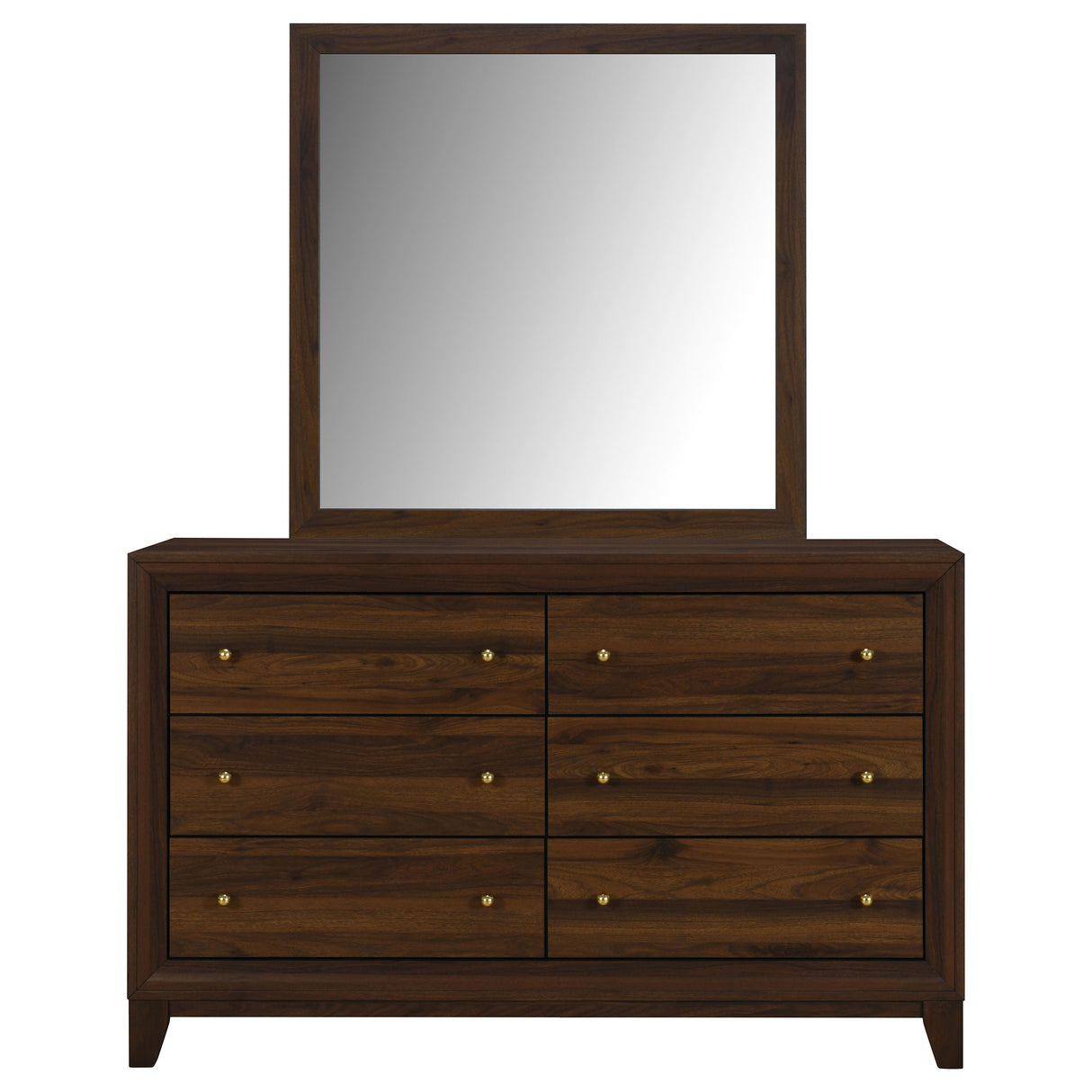 Welsley 6-drawer Dresser and Mirror Walnut - Home Elegance USA