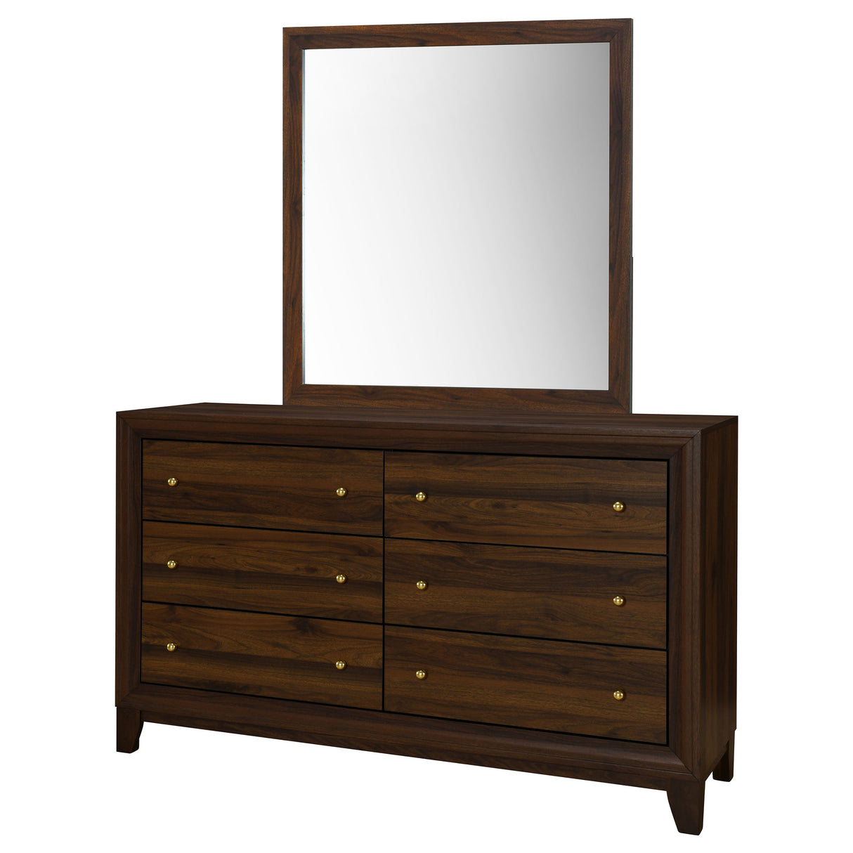 Welsley 6-drawer Dresser and Mirror Walnut - Home Elegance USA